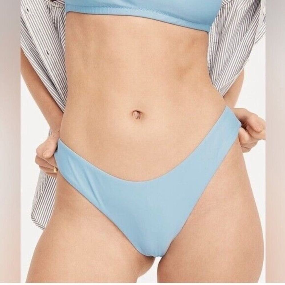 J. Crew Blue Curved Waist Cheeky Bikini Bottom Size Medium